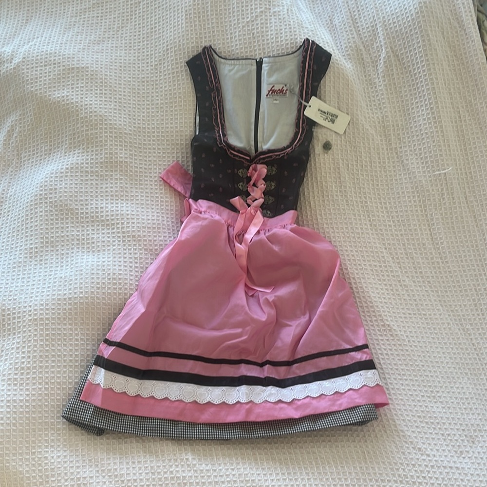 Original German Octoberfest Oktoberfest Dirndl dress white pink brown Halloween